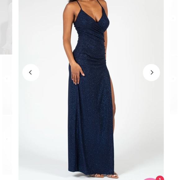 Green glitter maxi dress with leg slit - Picture 6 of 6